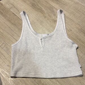 TNA Light Gray Ribbed Crop Top